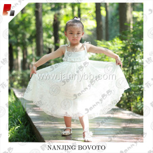 JannyBB white embroidery eyelet lace girls dress